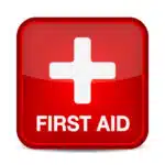 First aid medical button sign isolated on white. Vector illustration